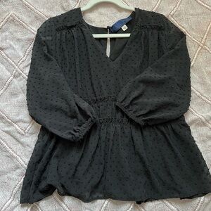 Francesca’s Black Blue Rain Peplum Top